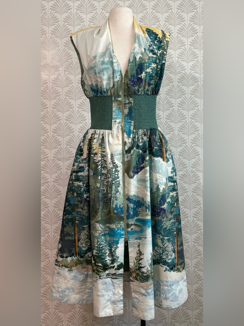 Anthropologie Tommie Cotton Zip Front Midi Dress - Picture 2 of 11